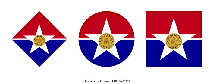 Dallas Flag Icon Set Isolated On White Background
