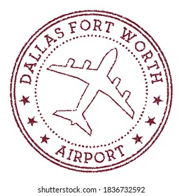 Dallas Fort Worth Airport stamp. Airport of Dallas-Fort Worth round logo. Vector illustration.