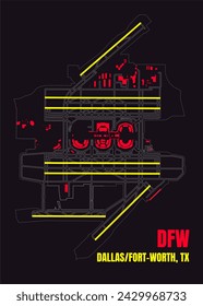 Dallas Fort Worth International Airport map art