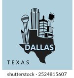 Dallas landmark vector illustration, landmark of Dallas, Texas USA, Landmark vector design