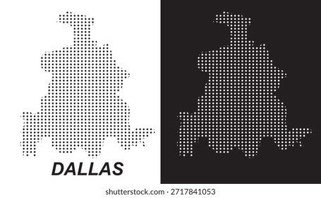 Dallas Map Vetor, Texas City Dotted Pattern Black and White Shapes, Dallas Infographic Template, Editável EPS Dallas Geografia