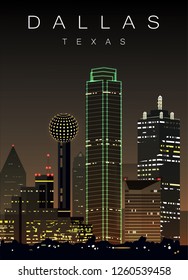 Dallas modern  vector illustration. Texas, Dallas city landscape poster.