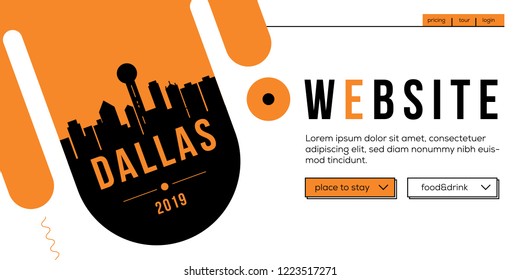 Dallas Modern Web Banner Design with Vector Skyline