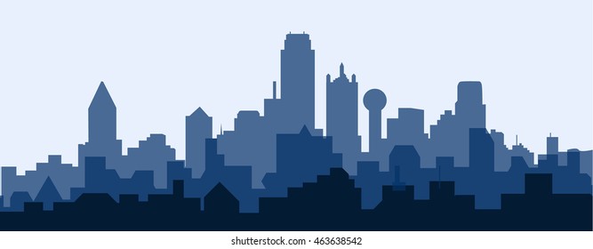 Dallas Morning Skyline - Vector