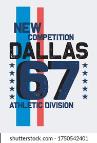 dallas new competition athletic division,t-shirt design fashion vector