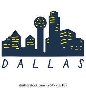 Dallas silhouette. Vector illustration for t-shirt, print, poster, stickers and covers