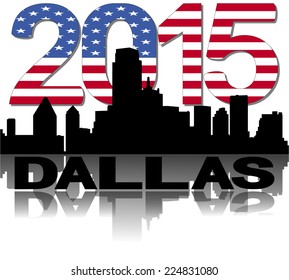 Dallas skyline 2015 flag text vector illustration