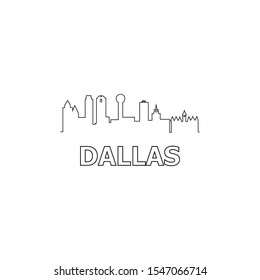 Dallas skyline and landmarks silhouette black vector icon. Dallas panorama. United States of America. USA