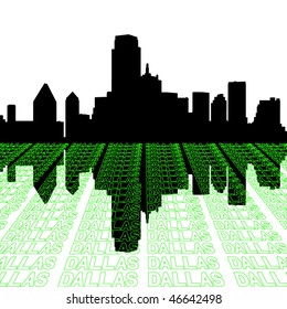 Dallas Skyline With Perspective Text Outline Foreground