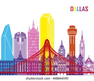 Dallas Skyline Pop In Editable Vector File