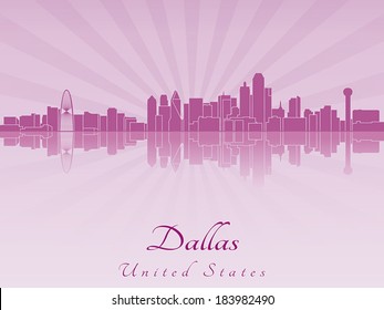 Dallas Skyline In Purple Radiant Orchid In Editable Vector File