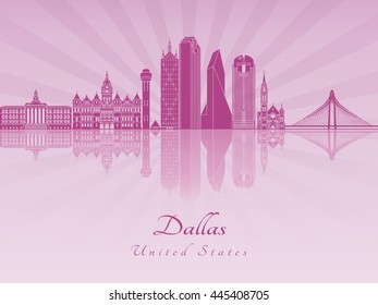 Dallas Skyline In Purple Radiant Orchid In Editable Vector File