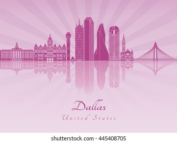 Dallas skyline in purple radiant orchid in editable vector file