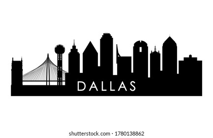 Dallas skyline silhouette. Black Dallas city design isolated on white background. 