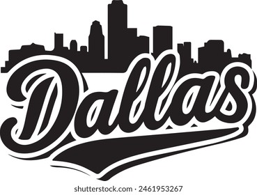 Dallas Skyline Silhouette Vektorillustration