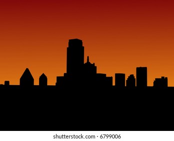 Dallas Skyline at sunset with beautiful sky