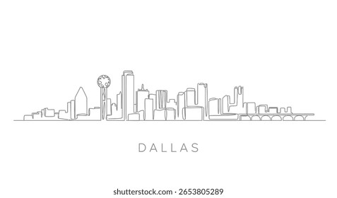 Dallas skyline with Texas Cityscape line art.
