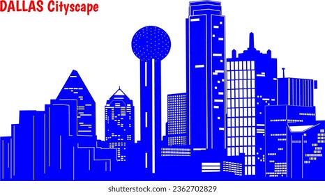 Dallas Skyline, USA Cityscape Vector Art