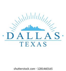 Dallas Texas. Banner Design. City Skyline. Silhouette Vector. Famous Monuments.