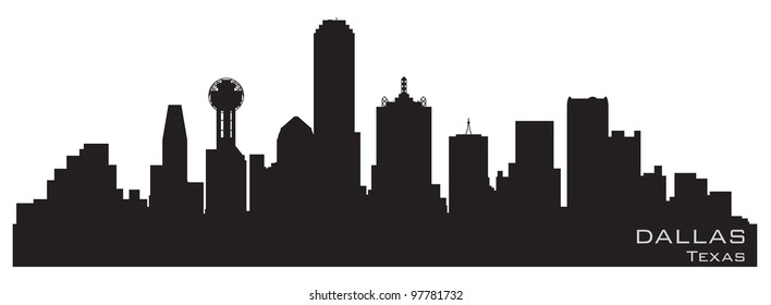 Dallas, Texas skyline. Detailed vector silhouette