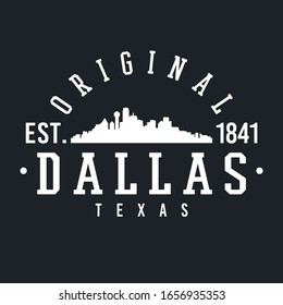 Dallas Texas Skyline Original. A Logotype Sports College and University Style. Illustration Design.