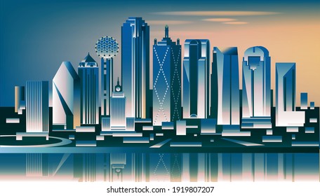 Dallas Texas skyline vector illustration