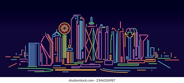 Skyline-Vektorgrafik von Dallas Texas