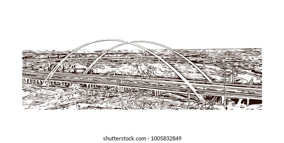 Dallas. Texas. USA. Hand drawn sketch illustration in vector.