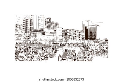 Dallas. Texas. USA. Hand drawn sketch illustration in vector.