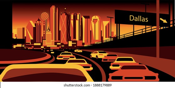 Dallas Texas USA Skyline Vector Illustration