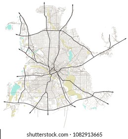 Dallas, Texas (USA) street and roads vector map