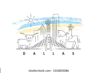 Dallas, Texas vector illustration and typography design