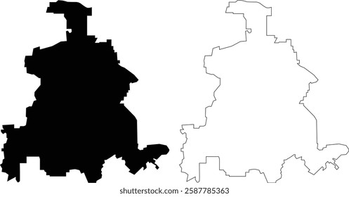 Dallas Texas vector map silhouette, outline, contour 