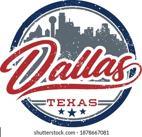 Dallas Texas Vintage Travel Stamp