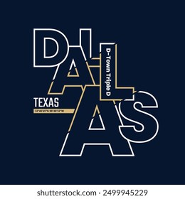 Dallas Texas,Vintage typography design in vector illustration.clothing,t shirt,apparel and other uses.Abstract design with the grunge and denim style. Vector print, typography, poster.