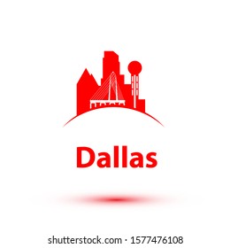 Dallas USA detailed silhouette. Trendy vector illustration, flat style. Stylish colorful landmarks. The concept for a web banner. Business travel icon 