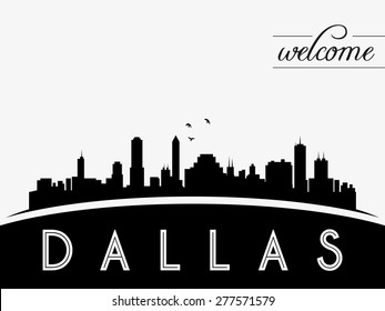 Dallas USA skyline silhouette, black and white design, vector illustration