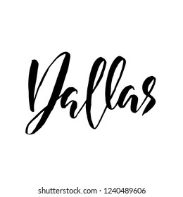 Dallas, USA. Typography dry brush lettering design. Hand drawn calligraphy poster. Vector illustration.