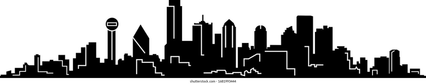 DALLES City TEXAS Skyline Silhouette Cityscape Vector