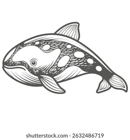 Dall's Porpoise Illustration, Detailed Line Art