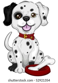 Dalmatian with Bone - Vector