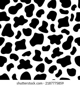 Dalmatian or cow seamless black and white pattern. Animal spot print, cow or dalmatian skin texture. Seamless vector background. svg