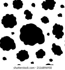 Dalmatian and cow seamless pattern with big  black spots. Animal skin repeat background