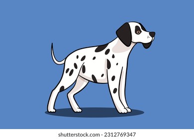 Dalmatian cute dog cartoon vector on blue background