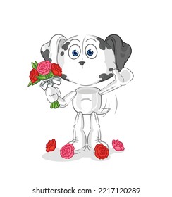 the dalmatian dog with bouquet mascot. cartoon vector