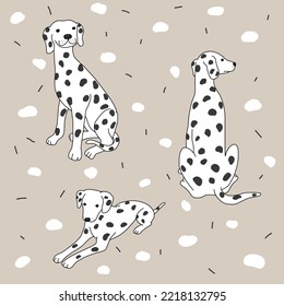 Dalmatian dog cartoon on dot background vector illustration svg
