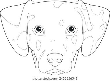 Dalmatian dog easy coloring cartoon vector illustration. Isolated on white background