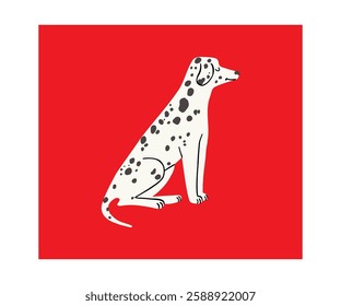 Dalmatian dog in flat style. Pet, animal. Hand drawn vector illustration.