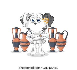 the dalmatian dog with greek clothing. cartoon mascot vector