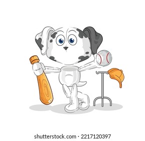 the dalmatian dog playing baseball mascot. cartoon vector